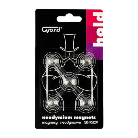 Magneti neodim cu buton Grand GR-N512P, 12mm, set 5 buc [0]