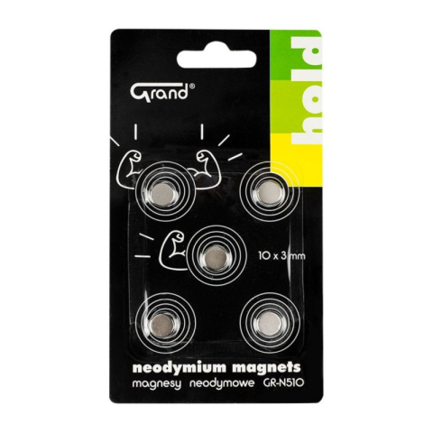 Birotică și Papetărie - Magneti neodim disc Grand GR-N510, 10x3mm, set 5 buc