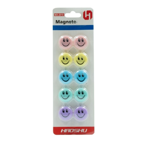 Birotică și Papetărie - Magneti pentru tabla CNX 2010MX, zambareti, diametru 20mm, diverse culori pastel, set 10 buc