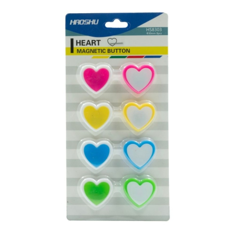 Birotică și Papetărie - Magneti pentru tabla CNX HS8303, inimi, diametru 30mm, diverse culori, set 8 buc