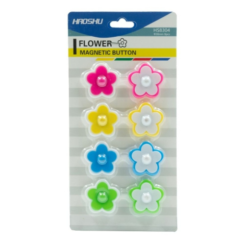 Birotică și Papetărie - Magneti pentru tabla CNX HS8304, flori, diametru 30mm, diverse culori, set 8 buc