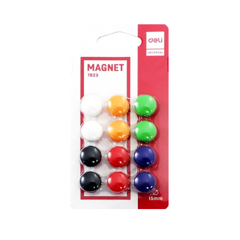 Jucării și Jocuri pentru copii - Magneti pentru table Deli 7823, diametru 15mm, diverse culori, set 12 buc