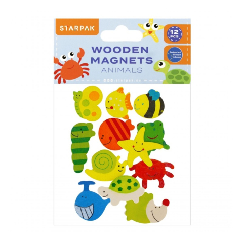 Jucării și Jocuri pentru copii - Magneti Starpak 528370 diverse animale, lemn, 40mm, 12 bucati