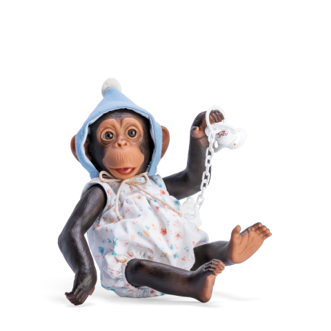 Jucării și Jocuri pentru copii - Maimutica Reborn cu Scutec, Costumas Cu Boneta Albastra Si Suzeta