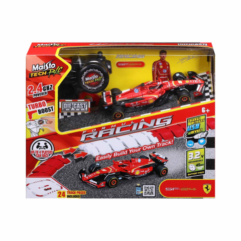 Jucării și Jocuri pentru copii - Maisto set pista construibila cu masinuta ferrari sf 24 rc cu telecomanda 2.4ghz scara 1 la 41