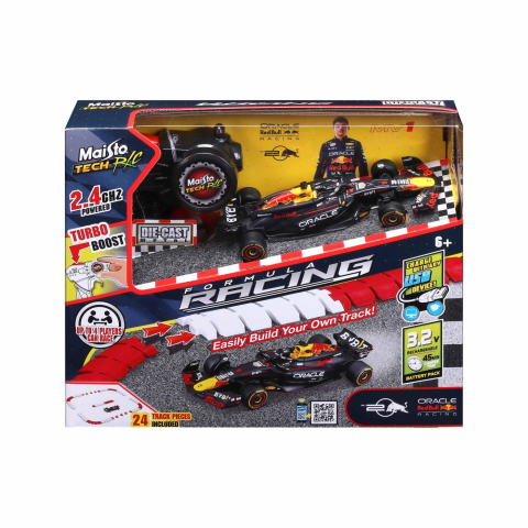 Jucării și Jocuri pentru copii - Maisto set pista construibila cu masinuta oracle red bull racing rb20 rc cu telecomanda 2.4ghz scara 1 la 41