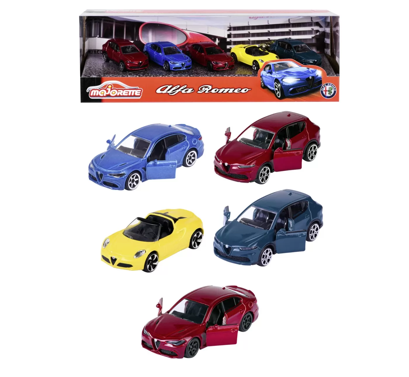 Jucării și Jocuri pentru copii - Majorette masinute metalice set 5 masini alfa romeo, varsta de la 3 ani la +15 ani