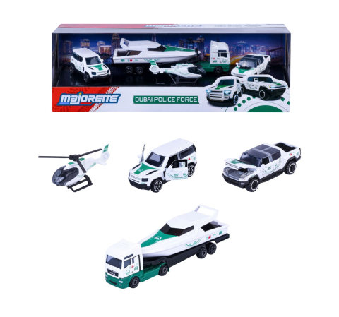 Majorette set 4 masinute de politie dubai metalice mercedes amg 7.5cm [2]