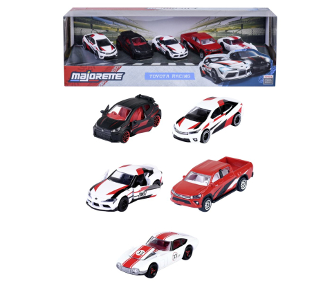 Jucării și Jocuri pentru copii - Majorette set 5 masinute metalice toyota racing scara 1 la 64 copii varsta 3 ani - 8 ani