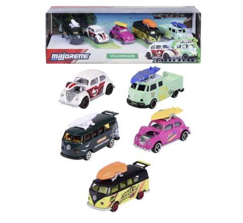 Jucării și Jocuri pentru copii - Majorette set 5 masinute metalice volkswagen 7.5cm copii varsta 3 ani - 7 ani