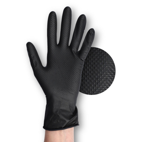 Manusi nitril cu grip negre m 50/set gripzzly [1]