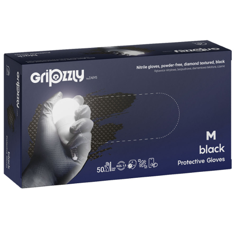 Articole pentru birou - Manusi nitril cu grip negre m 50/set gripzzly