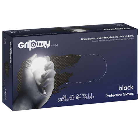 Articole pentru birou - Manusi nitril cu grip negre s 50/set gripzzly