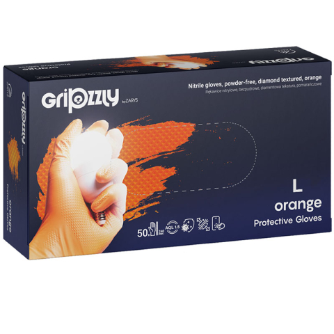 Articole pentru birou - Manusi nitril cu grip orange l 50/set gripzzly