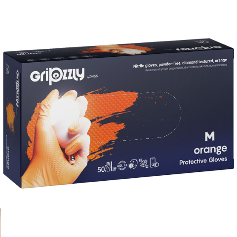 Articole pentru birou - Manusi nitril cu grip orange m 50/set gripzzly