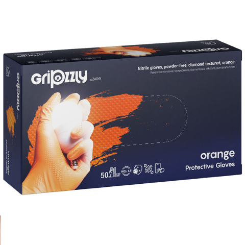 Articole pentru birou - Manusi nitril cu grip orange s 50/set gripzzly
