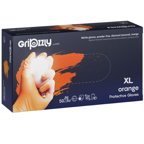 Articole pentru birou - Manusi nitril cu grip orange xl 50/set gripzzly