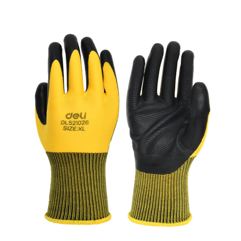 Casă, gradină și bricolaj - Manusi protectie pereche 2 buc textil + latex galben- negru xl deli
