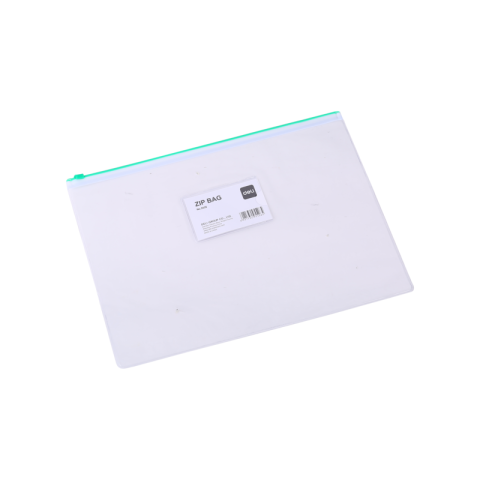 Mapa plastic Deli 5526, cu fermoar zip, A4, 170 microni, transparent, suport card [2]