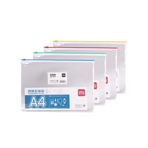 Mapa plastic Deli 5526, cu fermoar zip, A4, 170 microni, transparent, suport card [5]