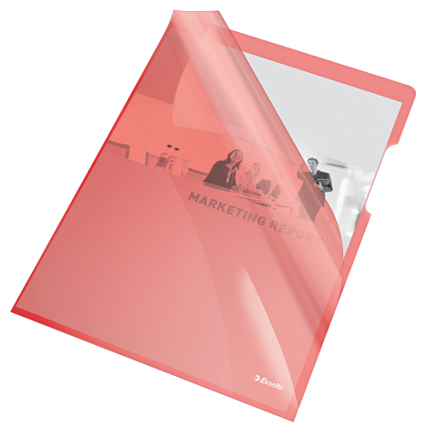 Mapa protectie a4 cristal tip l rosie 150 microni esselte [1]