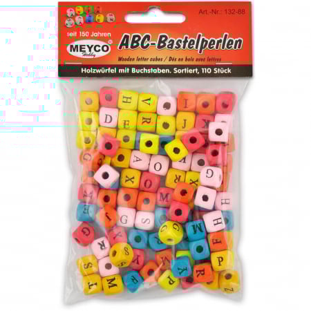 Art & Craft si Artizanat - Margele colorate, patrate cu litere, 110 buc, 25 gr