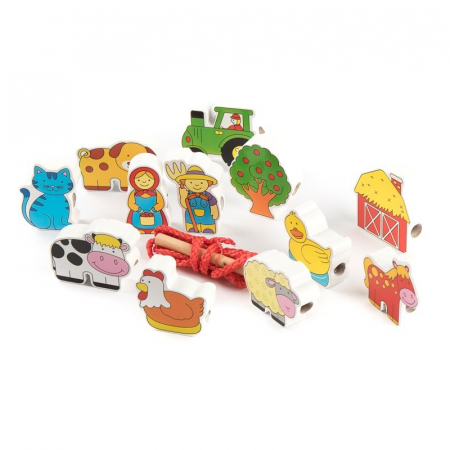 Margele de insirat din lemn, Ferma, Viga Toys [2]