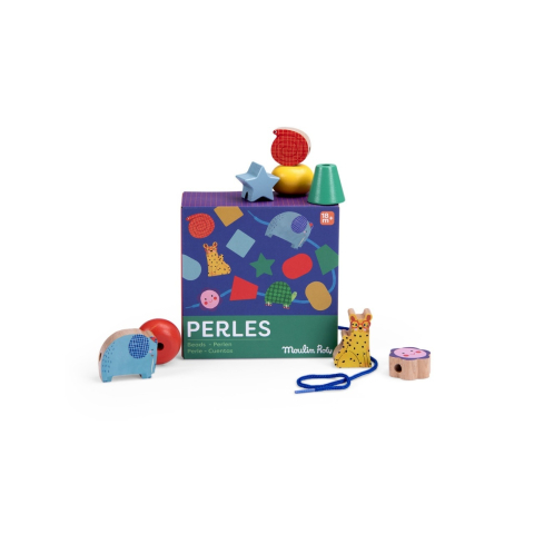 Art & Craft si Artizanat - Margele de insirat din lemn Les Toupitis, Moulin Roty Baiat, Fata, varsta 1 - 3 ani
