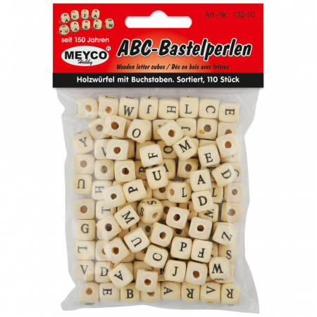 Art & Craft si Artizanat - Margele natur, patrate cu litere, 110 buc