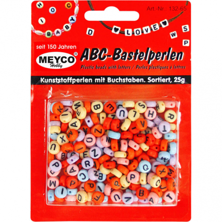 Art & Craft si Artizanat - Margele rotunde cu litere, tiparite pe ambele fete, 25 gr.