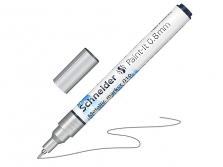 Culori acrilice - Marker cu vopsea metalizata, varf subtire, 0.8 mm, SCHNEIDER Paint-It 010 Metallic, 8 culori