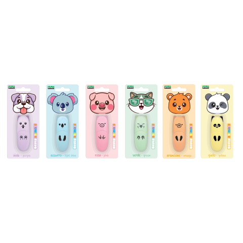 Marker evidențiator pastel Besty Animals, 6 culori (18 buc/display) varsta 3 ani+,6 ani+,8 ani+ [1]