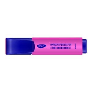 Rechizite Școlare - Marker evidentiator daco roz mk401rz 10 buc