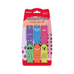 Rechizite Școlare - Marker evidentiator mini animalute set 6 daco mk408/6