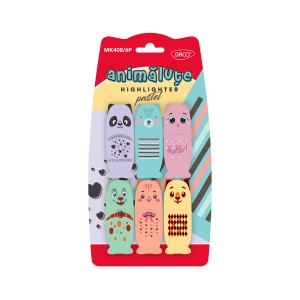 Rechizite Școlare - Marker evidentiator mini pastel animalute set 6 daco mk408/6p