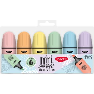 Rechizite Școlare - Marker evidentiator mini pastel set6 daco mk402/6 36 buc