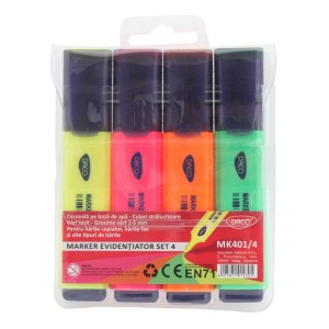 Rechizite Școlare - Marker evidentiator set 4 daco mk401/4