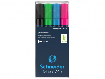 Birotică și Papetărie - Schneider - Marker pentru sticla Schneider Maxx 245 4/set culori inchise- Micostore.ro