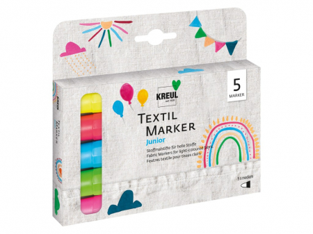 Rechizite Școlare - Marker pentru textile Junior Kreul, set 5 buc/set
