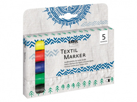 Rechizite Școlare - Marker pentru textile Kreul varf Mediu 5 buc/set