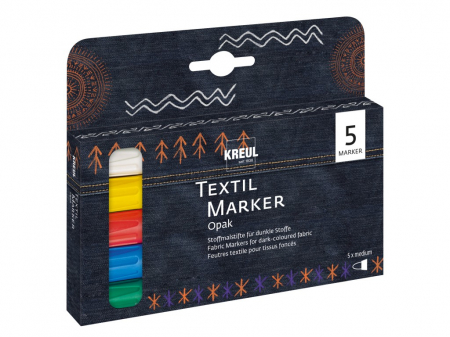 Rechizite Școlare - Marker pentru textile Opak Kreul varf Mediu 5 buc/set