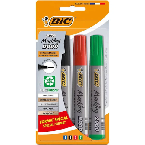 Birotică și Papetărie - Marker permanent 4/set varf rotund 2000 bic