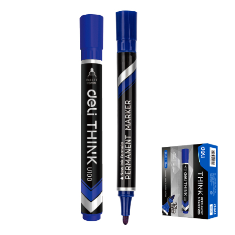 Marker permanent albastru varf rotund 1.5mm deli [2]