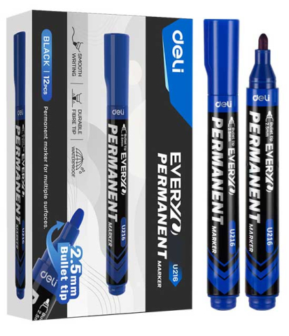 Marker permanent albastru varf rotund 2.5mm deli [2]