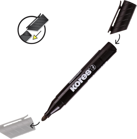 Marker permanent negru varf rotund 3mm eco kores [3]