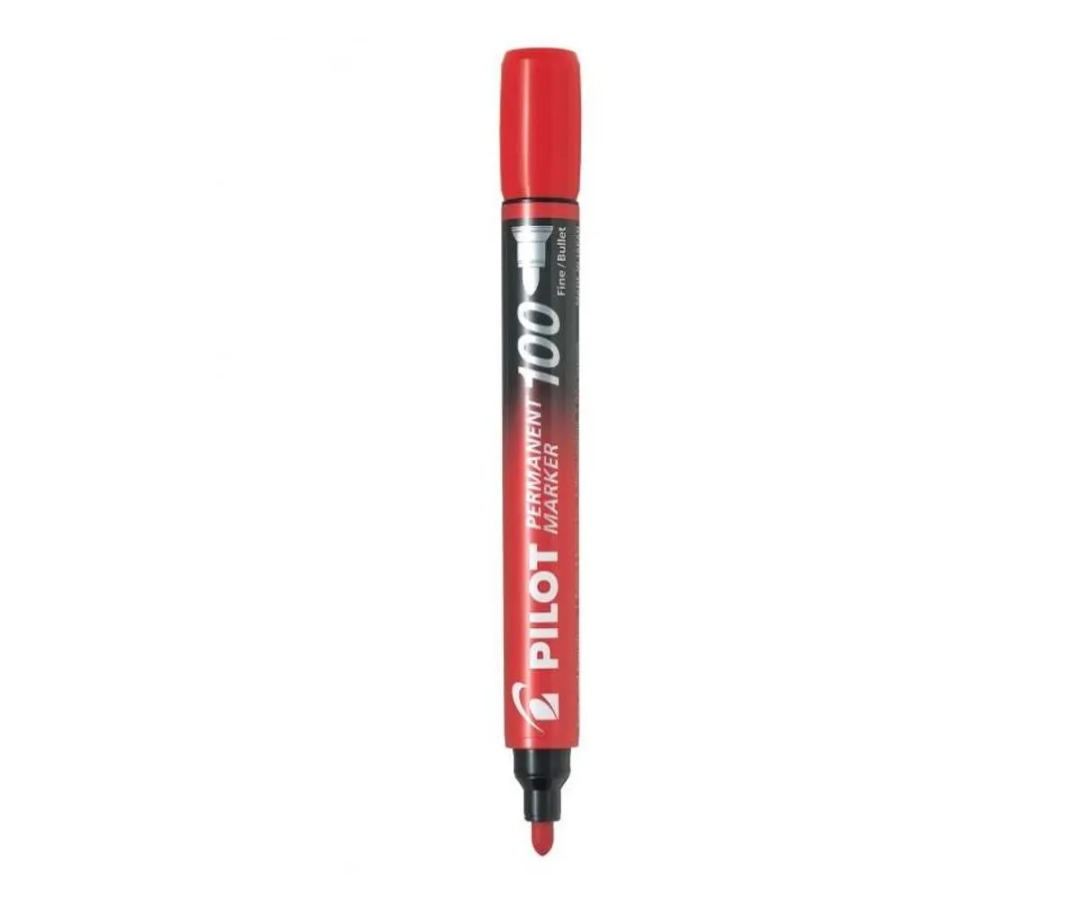 Rechizite Școlare - Marker permanent Pilot 100 varf rotund Rosu