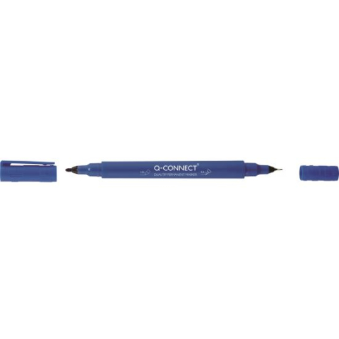 Rechizite Școlare - Marker permanent Q-CONNECT cu doua varfuri (0.4 mm / 1.0 mm) albastru *10/100