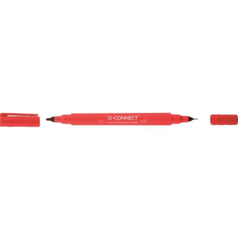 Rechizite Școlare - Marker permanent Q-CONNECT cu doua varfuri (0.4 mm / 1.0 mm) rosu 10/st 100/cutie
