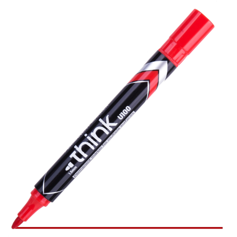 Marker permanent rosu varf rotund 1.5mm deli [1]