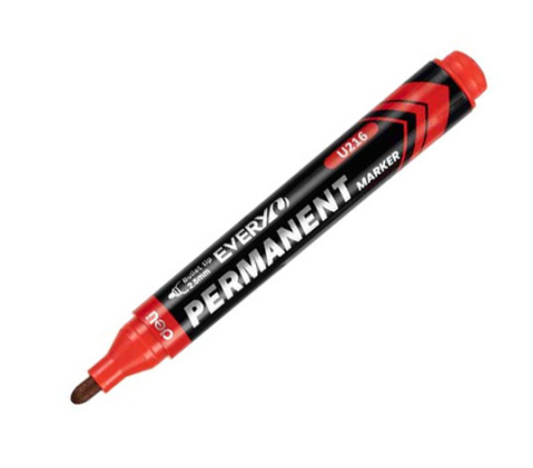 Marker permanent rosu varf rotund 2.5mm deli [1]